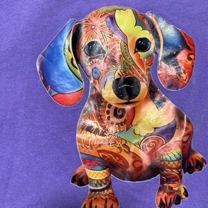 XL Colorful Dauschund Dog Print Colorful Psychedelic Graphic Print!